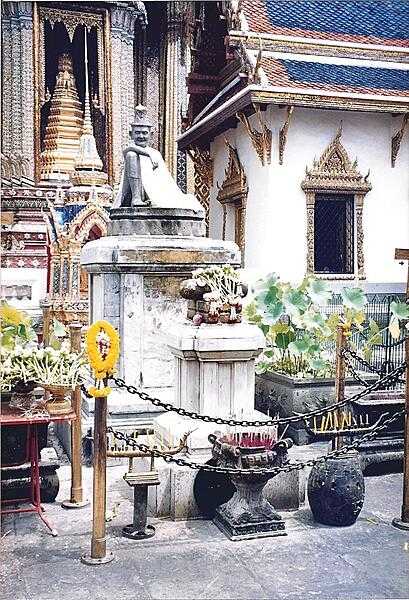 Buddhist offerings at Wat Phra Kaew (Temple of the Emerald Buddha) in Bangkok.