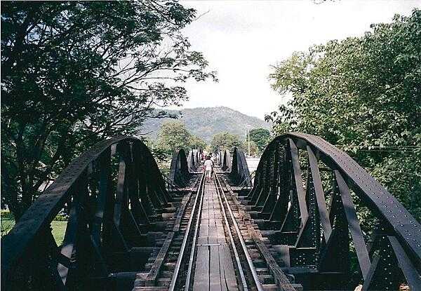 Burma Railway bridge over the Khwae Yai River at Kanchanaburi (the  original &quot;Bridge Over the River Kwai&quot;).