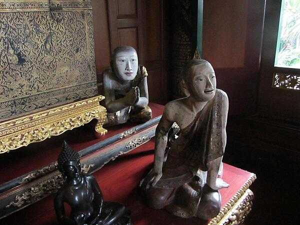 Statues of monks in the Prasart Museum in Bangkok. Monks can be found in many Buddhist temples.