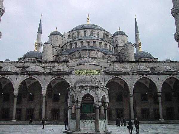 The Sultan Ahmed Mosque (also known as the Blue Mosque) in Istanbul is the national mosque of Turkey.