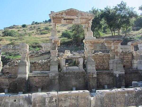 Ruins of the public bath in Ephesus. The city had several bath complexes erected by the Romans in different part of the city. Its aqueduct system was one of the most complex in the ancient world with multiple aqueducts of different sizes supporting various functions.