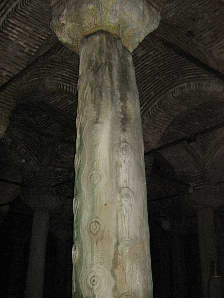 The "Hen's Eye" column in the Basilica Cistern beneath Istanbul.