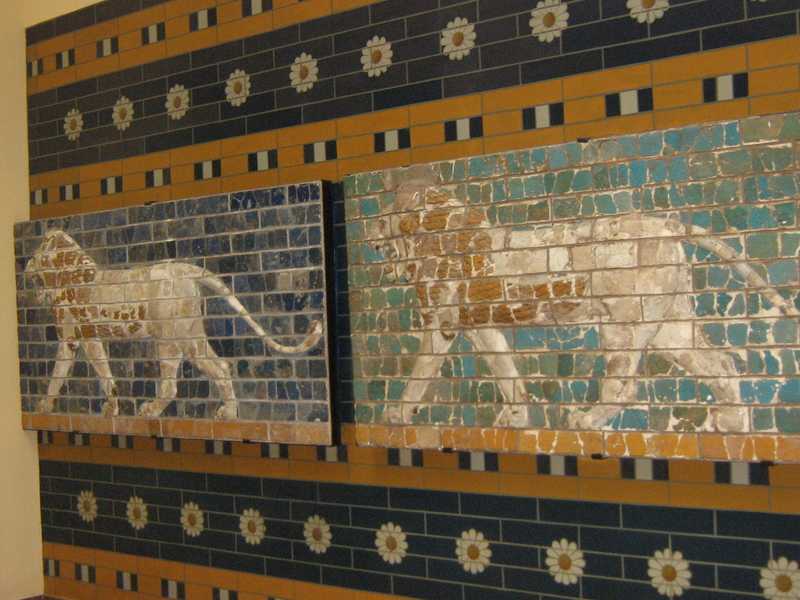 Glazed brick panels from a Babylonian processional way in the Istanbul Archeological Museum.