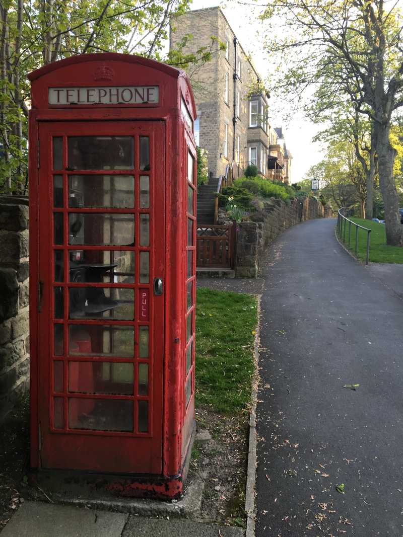 Although no longer in general use, the red phone booth was once a staple of the British communications system. This one was found on a back street in Harrogate, England.