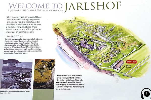 Information on the Jarlshof settlement in Shetland.  The site was occupied for 4,000 years by many peoples including Picts and Norsemen.