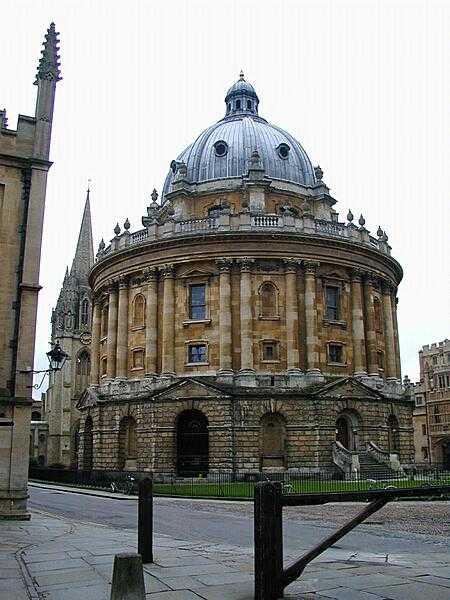 Built in the English Palladian style between 1737 and 1749, the Radcliffe Camera in Oxford, England houses the Radcliffe Science Library.
