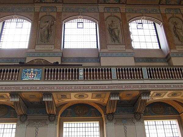 The balcony in the Chapel at the Queen Mary Court of the Old Royal Naval College in Greenwich.