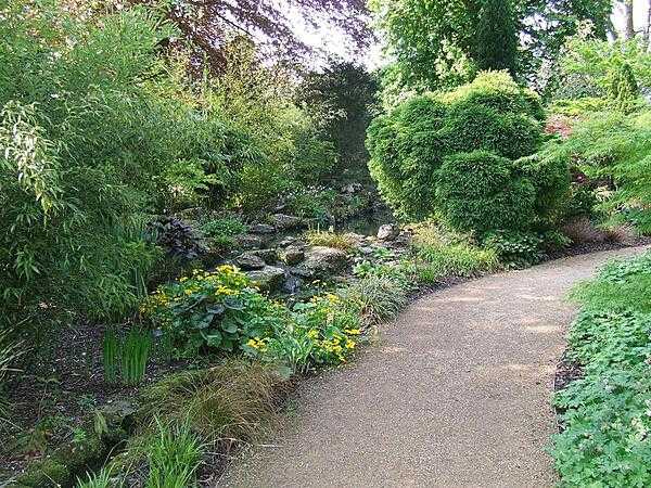 A variety of low-growing plants highlight a rock garden in the Secret Garden at Blenheim Palace.
