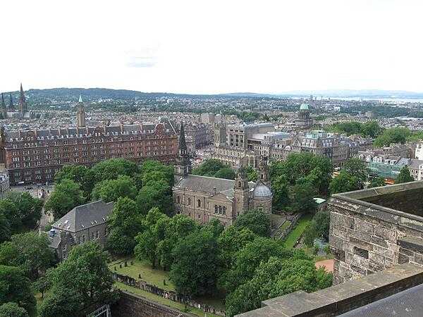 A view of Edinburgh as seen from its castle.