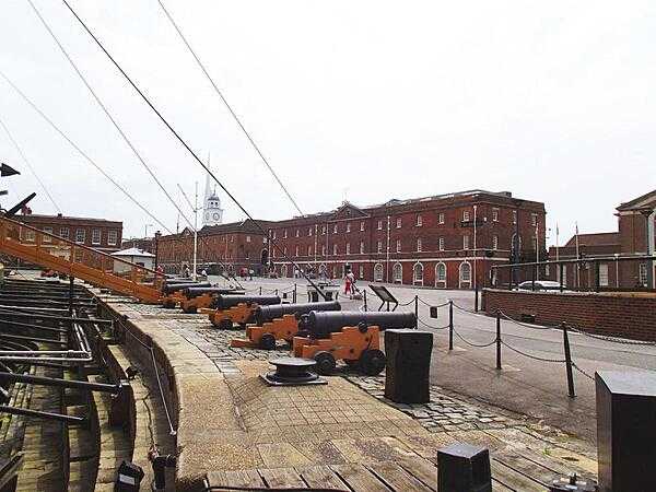 The National Museum of the Royal Navy in the historic dockyards area of Portsmouth Harbor, England.