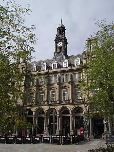 The former Leeds General Post Office building covers the northwest  portion of Leeds City Square.