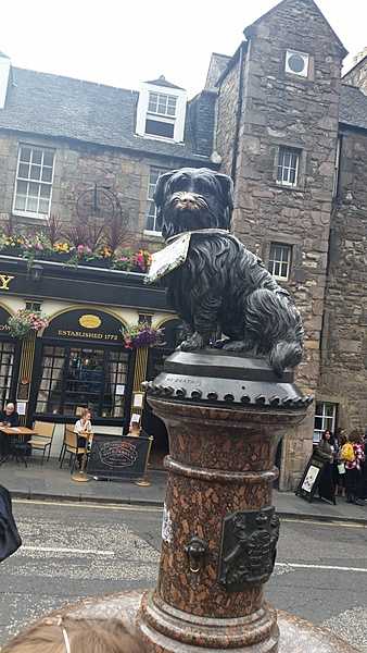 This statue in Edinburgh is a tribute to Greyfriar’s Bobby, a Skye terrier who was a constant companion to his owner John Gray. When Gray passed away 1858 and was buried in Greyfriar’s Kirkyard, Bobby never left his master’s grave until his death 14 years later. This statue honoring his loyalty is near the Kirkyard where Bobby’s grave is also, not far from his master even in death. This story of canine loyalty lives on in books and movies.
