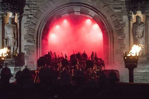 The opening performance of the Royal Edinburgh Military Tattoo held at Edinburgh Castle, Scotland, 25 August 2017. In 2017, performers from 50 countries took part in the Tattoo, including the US Navy Band. Photo courtesy of the US Navy/ U.S. Navy Petty Officer 1st Class Dominique A. Pineiro.