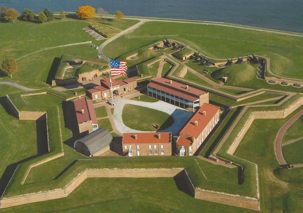 Now a national monument, Fort McHenry in Baltimore, Maryland, is known for successfully defending Baltimore Harbor against the British navy on September 13-14, 1814, during the War of 1812. On the morning of the 14th, the flying of the fort’s larger garrison flag after 25 hours of continuous bombardment signaled US victory and inspired Francis Scott Key to compose the poem “Defence of Fort M’Henry,” which was later set to music and became known as “The Star-Spangled Banner,” the national anthem of the United States.