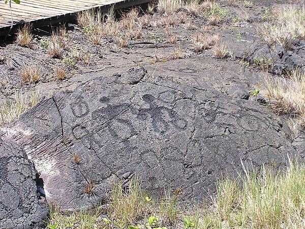 Petroglyphs at Hawaii Volcanoes National Park on the Big Island.