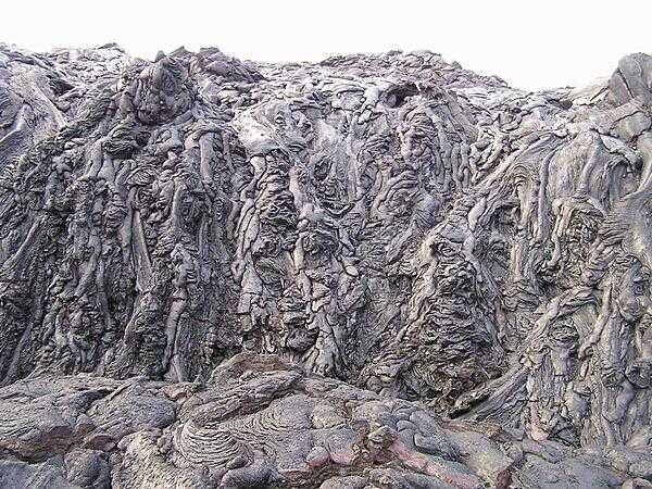Pahoehoe lava wall at Kilauea Volcano, Hawaii Volcanoes National Park on the Big Island.