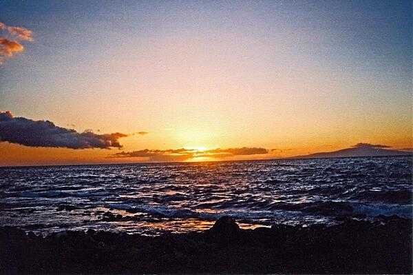Sunset over Maui, Hawaii.