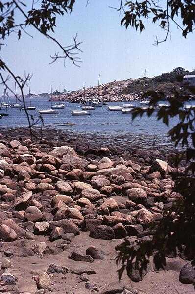 Another view of the harbor at Rockport, Massachusetts, some 40 km (25 mi) northeast of Boston, at the tip of the Cape Ann peninsula. The boulder-strewn shoreline accounts for the town&apos;s name.