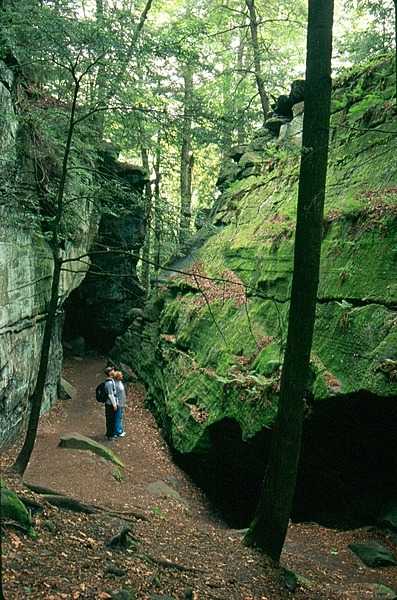 Hikers explore some of the Ritchie Ledges at Cayahoga Valley National Park, Ohio. Photo courtesy of the US National Park Service.