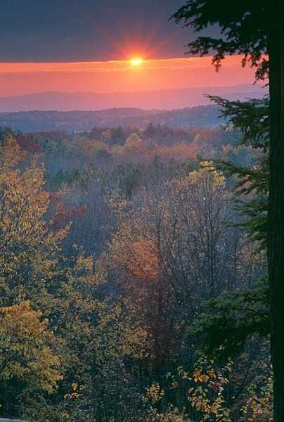 Sunset view from the Ritchie Ledges at Cayahoga Valley National Park, Ohio. Photo courtesy of the US National Park Service.