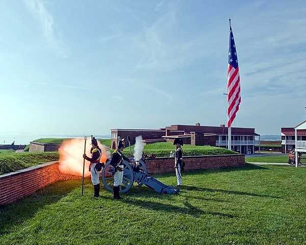 The Fort McHenry Guard fires the morning gun. Photo courtesy of the National Park Service.