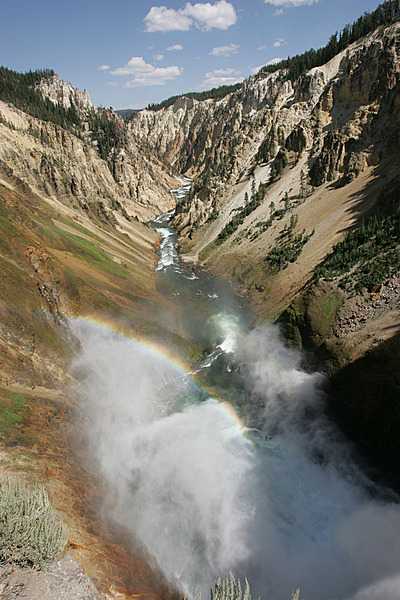 Grand Canyon of the Yellowstone as seen from the brink of the Lower Falls. Image courtesy of the US National Park Service/Jim Peaco.