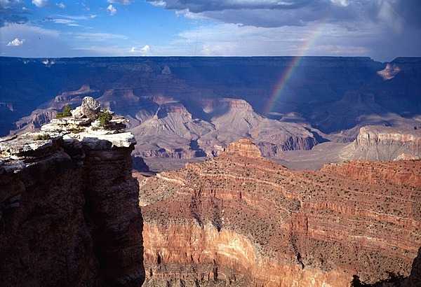 Rainbow in the Grand Canyon as seen from near Mather Point on the South Rim. Photo courtesy of the US National Park Service.