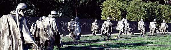 Part of a group 19 larger-than-life figures representing a platoon of American servicemen at the Korean War Veterans Memorial in Washington, D.C. Photo courtesy of the National Park Service.