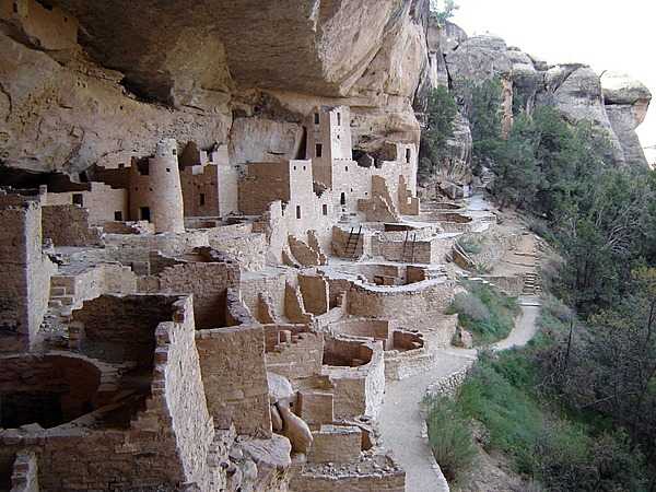 Close-up of Cliff Palace in Mesa Verde National Park, Colorado. The park protects some of the best-preserved Ancestral Puebloan (Anasazi) archaeological sites in the US. Cliff Palace was continuously occupied from about 1190 to 1260 and only abandoned around 1300. Image courtesy of the US National Park Service.