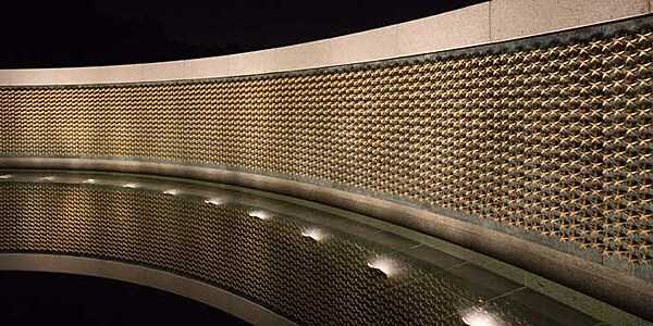 A wall of 4,048 gold stars – each representing 100 killed – at the World War II Memorial in Washington, D.C.; a sobering reminder to all of the price over 400,000 Americans paid to secure victory. Photo courtesy of the National Park Service.