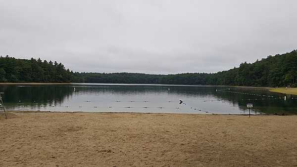 Walden Pond, a  26-ha (64-acre) body of water near Concord, Massachusetts. Writer Henry David Thoreau (1817–1862), spent two years, two months, and two days living in a cabin on its shore; it provided the foundation for his famous 1854 work, Walden or Life in the Woods.