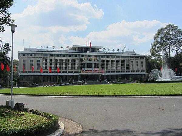 Reunification Palace in Saigon (Ho Chi Minh City). The palace was built between 1962 and 1966 on the site of the former Norodom Palace. It was the official headquarters and residence of the president of South Vietnam. The building was captured by North Vietnamese forces on 30 April 1975 and is now a museum with exhibits frozen in time from 1975.