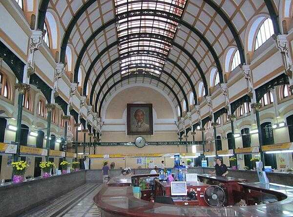 The Central Post Office in Saigon (Ho Chi Minh City) was built between 1886 and 1891 and is one of the oldest buildings in the city. Designed by Gustave Eiffel, it is still in operation. The interior has remained essentially untouched since its construction.