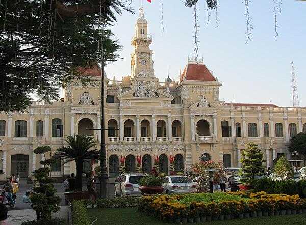 City Hall in Saigon (Ho Chi Minh City) was built in French colonial style between 1898 and 1908. Officially known as the Ho Chi Minh City People&apos;s Committee Building, the lovely structure is a working government building and is not open to the public.