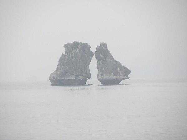 Limestone islands in Ha Long Bay in northern Vietnam. Many islands have acquired names because of their unusual shapes. These are called &quot;Fighting Cock&quot; islands.