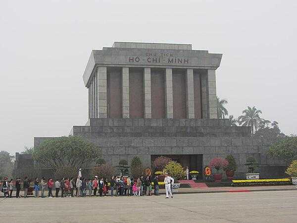The Ho Chi Minh Mausoleum on Ba Dinh Square in Hanoi. Completed in 1975, it contains the embalmed body of Ho Chi Minh.