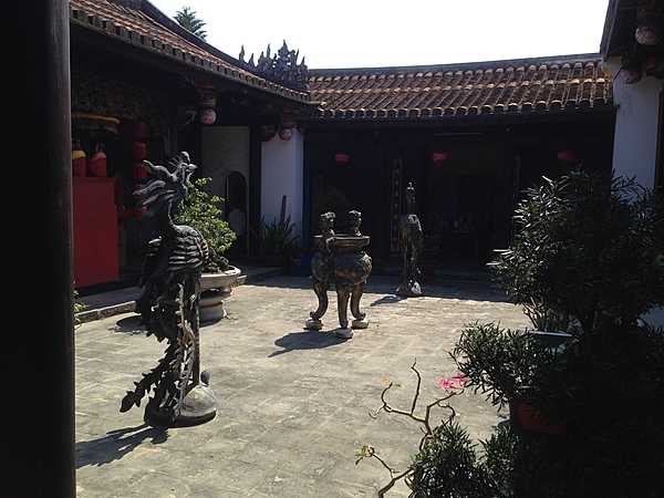 Figurines in a courtyard in the Old Town of Hoi An. The area is a UNESCO World Heritage Site.