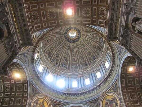 The dome over the main altar in Saint Peter&apos;s Basilica in Rome was designed by Michelangelo in 1547; it was completed in 1590 after his death. The dome is 136.57 m (448.1 ft) high making it the tallest dome in the world.