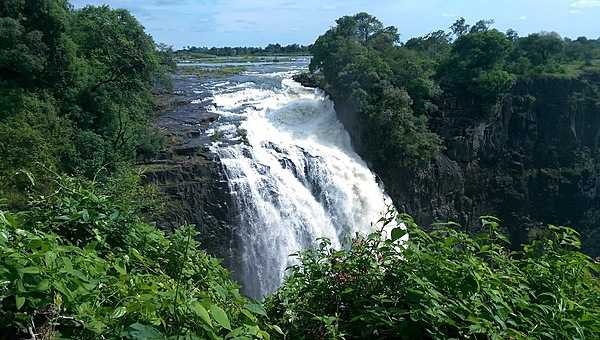 Some of the cascading waters at Victoria Falls.
